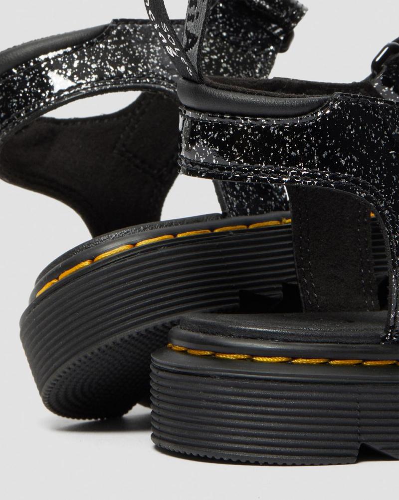 Black Kids' Dr Martens Junior Klaire Glitter Sandals | CA 718VRW